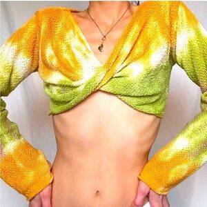 Urban Outfitters Women’s Crochet Knit Tie Dye Crop Top Bohemian S Festival Boho